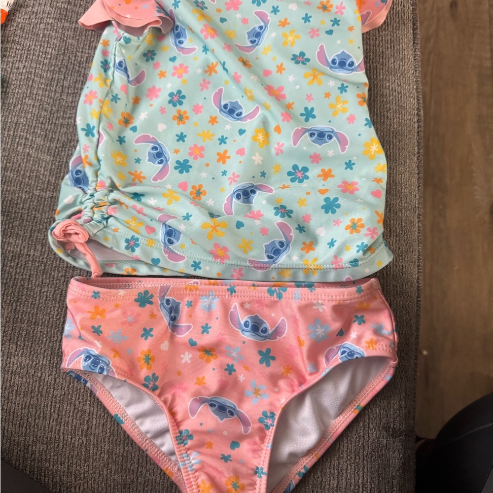 Disney Girls Stitch Swim Tankini in Mint Green and Pink